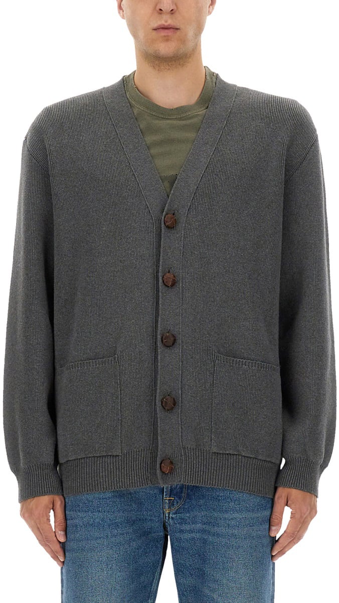 Golden Goose LOGO LAPEL CARDIGAN Grijs