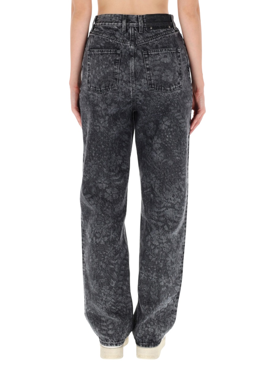 Golden Goose JEANS WITH FLORAL PATTERN Zwart