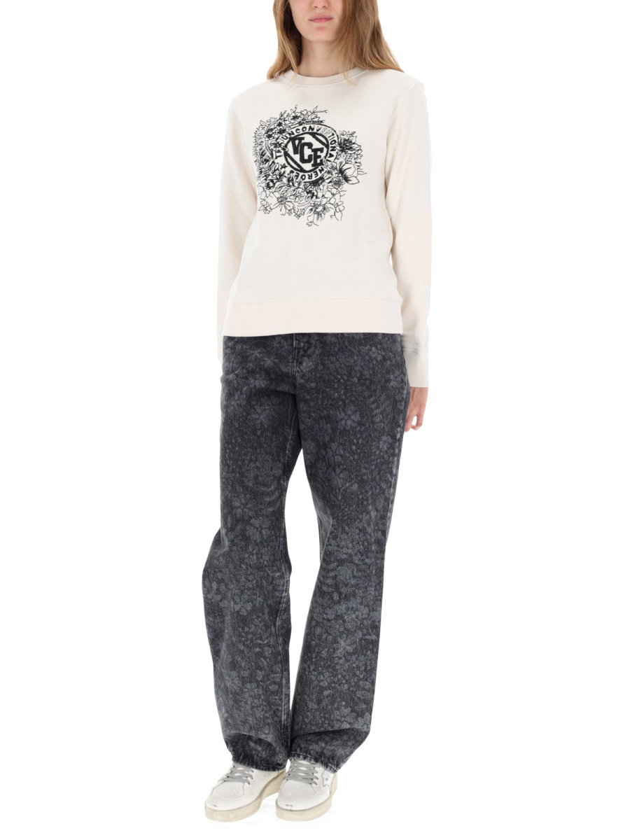 Golden Goose JEANS WITH FLORAL PATTERN Zwart