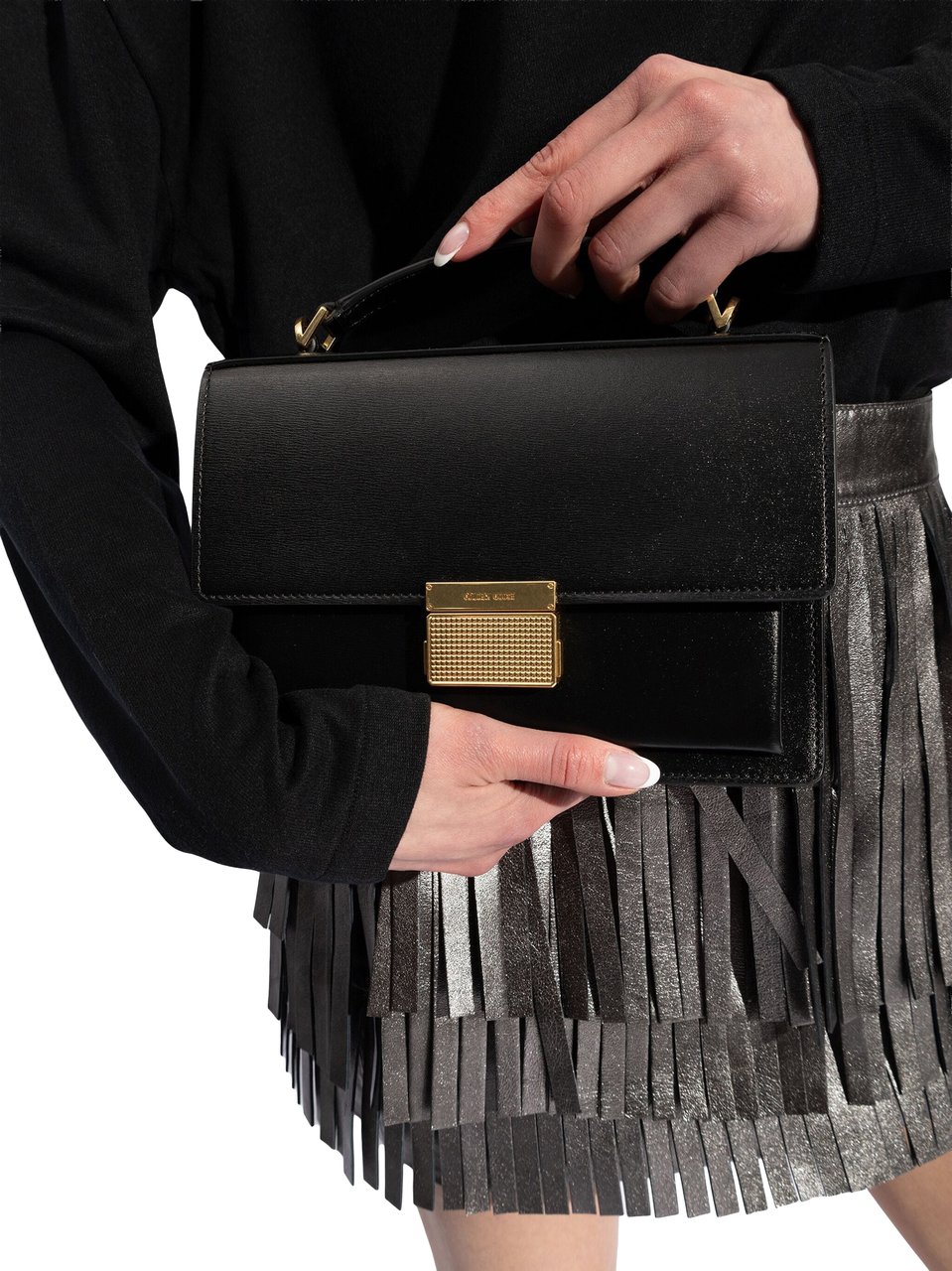 Golden Goose Venezia Bag Black Palmellato Leather Handbag Zwart