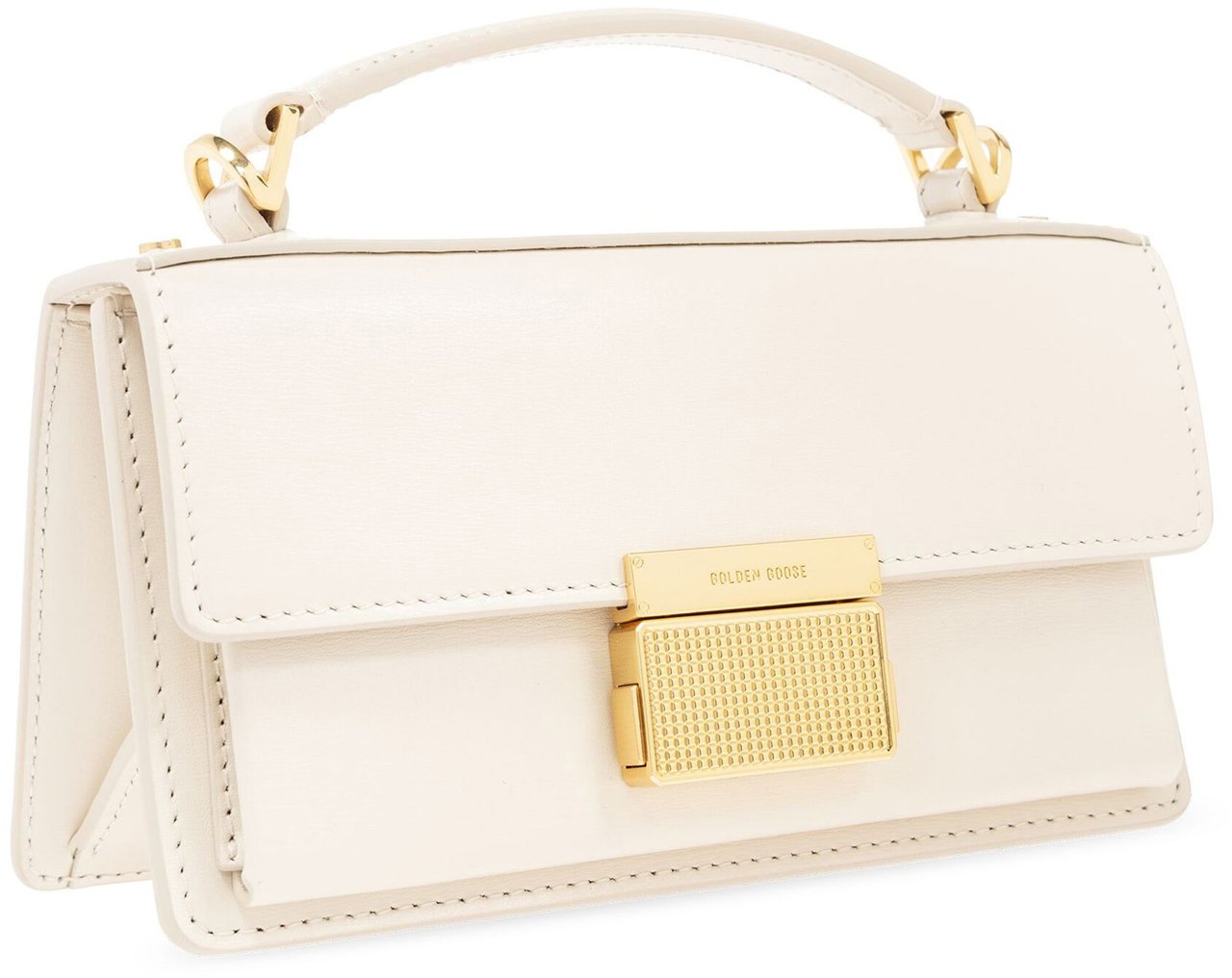 Golden Goose Venezia Small Structured Gold Clasp Handbag Wit