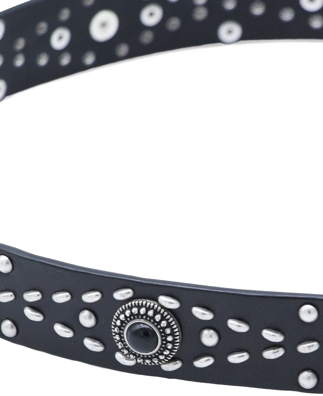 Golden Goose Black Leather Studded Vintage Metal Belt Grijs