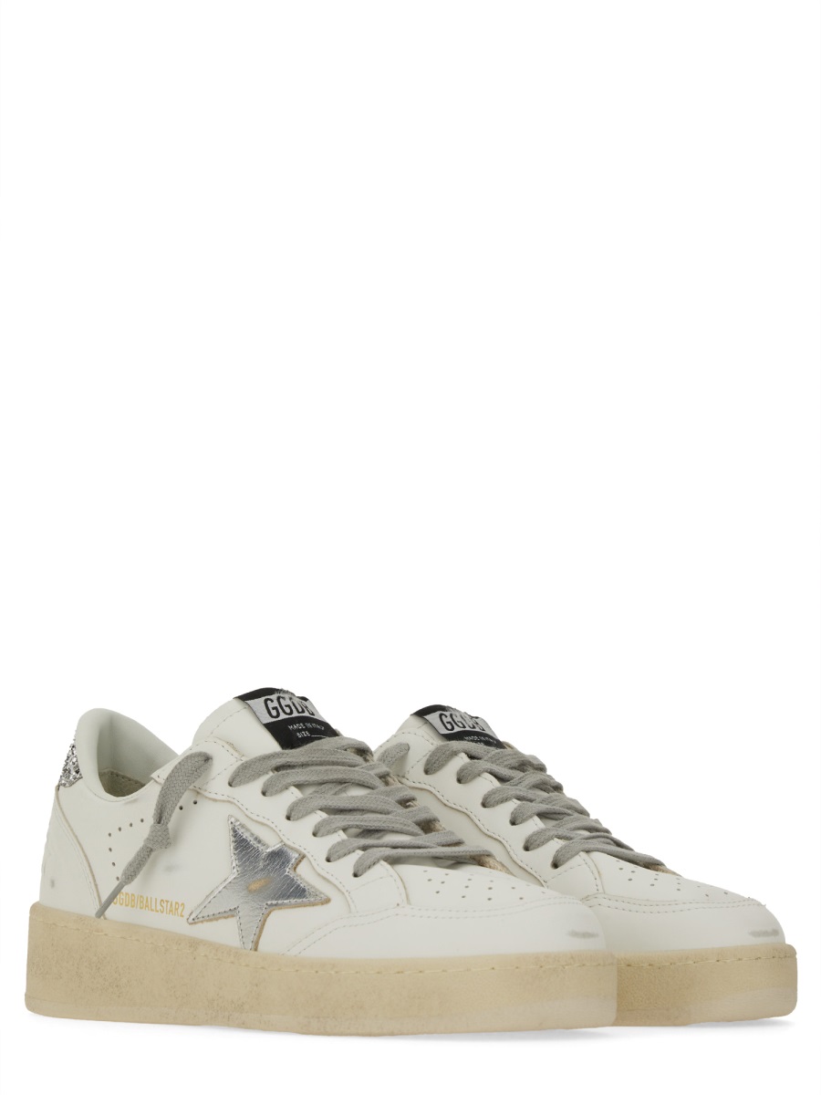 Golden Goose White Leather Ballstar 2 Sneakers Zilver