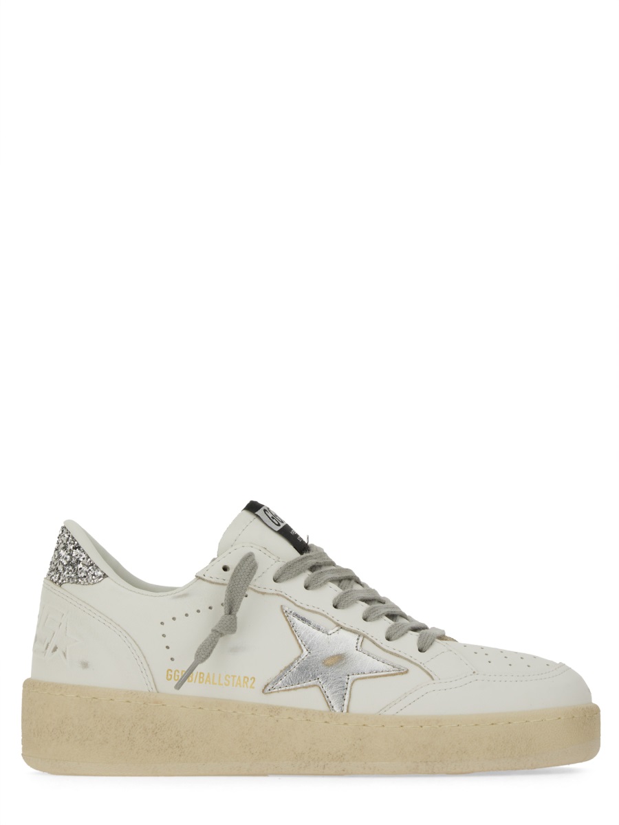 Golden Goose White Leather Ballstar 2 Sneakers Zilver