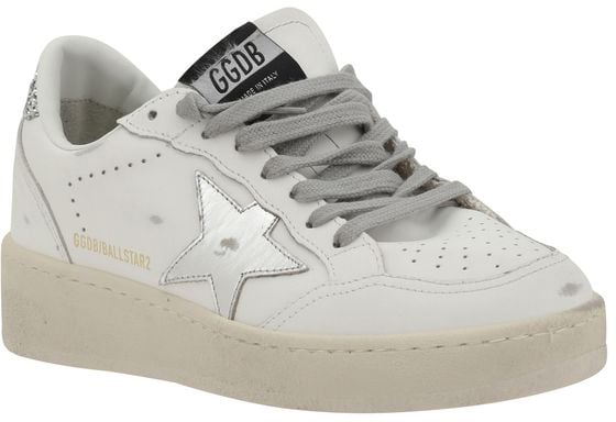 Golden Goose Silver Calf Leather Bos Taurus Low Top Sneakers Zilver