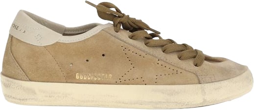 Golden Goose Vintage-Inspired Beige Suede Low-Top Sneakers Bruin