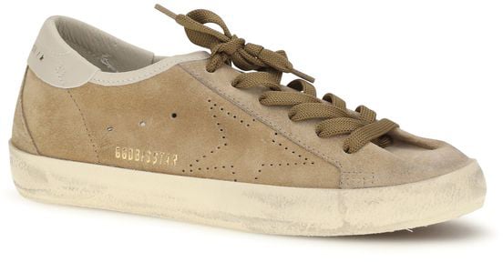 Golden Goose Vintage-Inspired Beige Suede Low-Top Sneakers Bruin