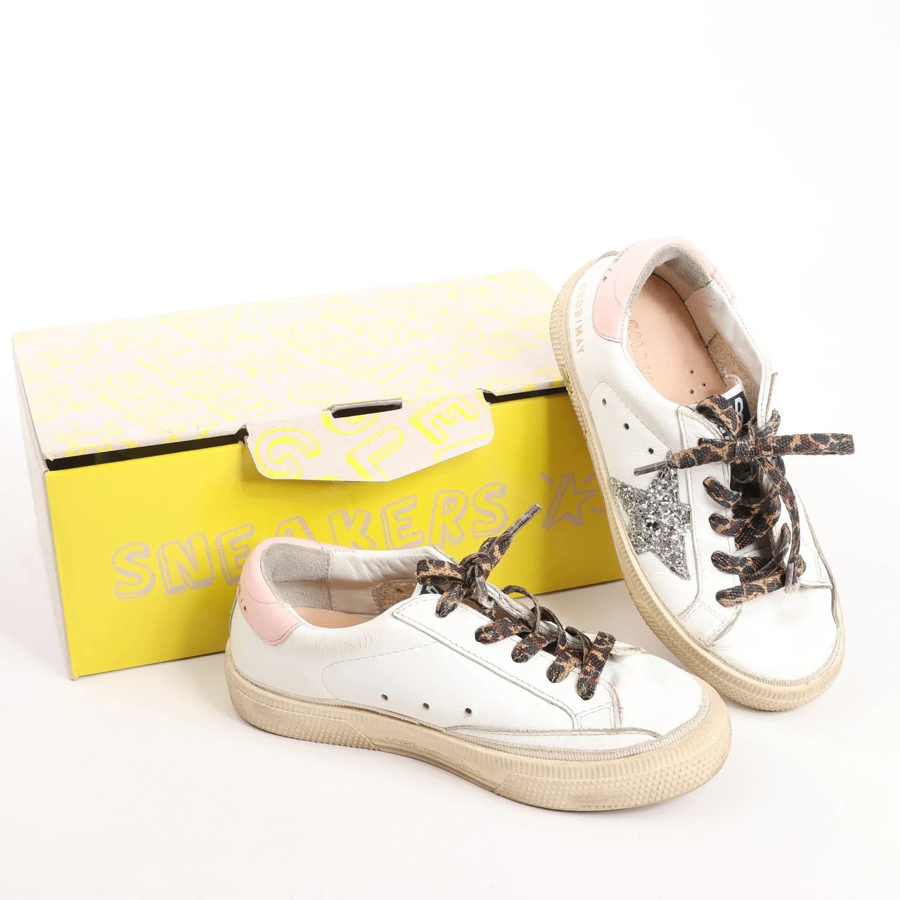 Golden Goose Golden Goose Glitter Star Kids Sneakers in White x Pink, Size 28 EU Divers