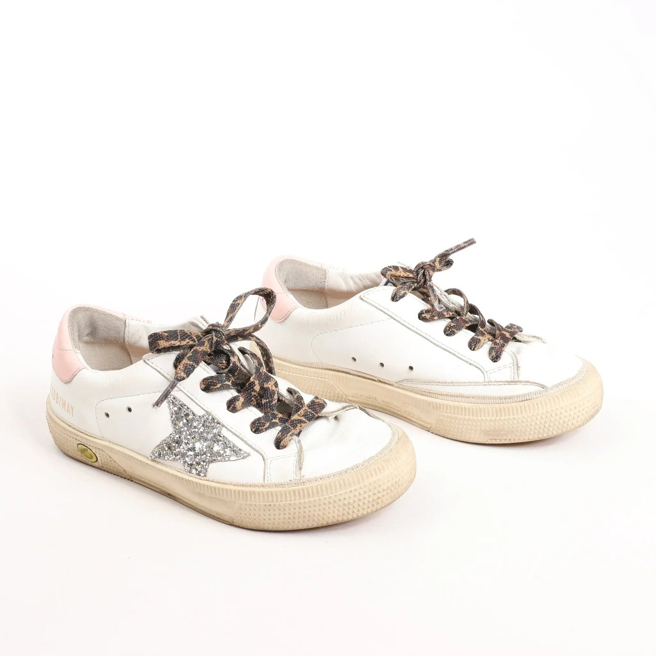 Golden Goose Glitter Star Kids Sneakers in White x Pink, Size 28 EU Divers