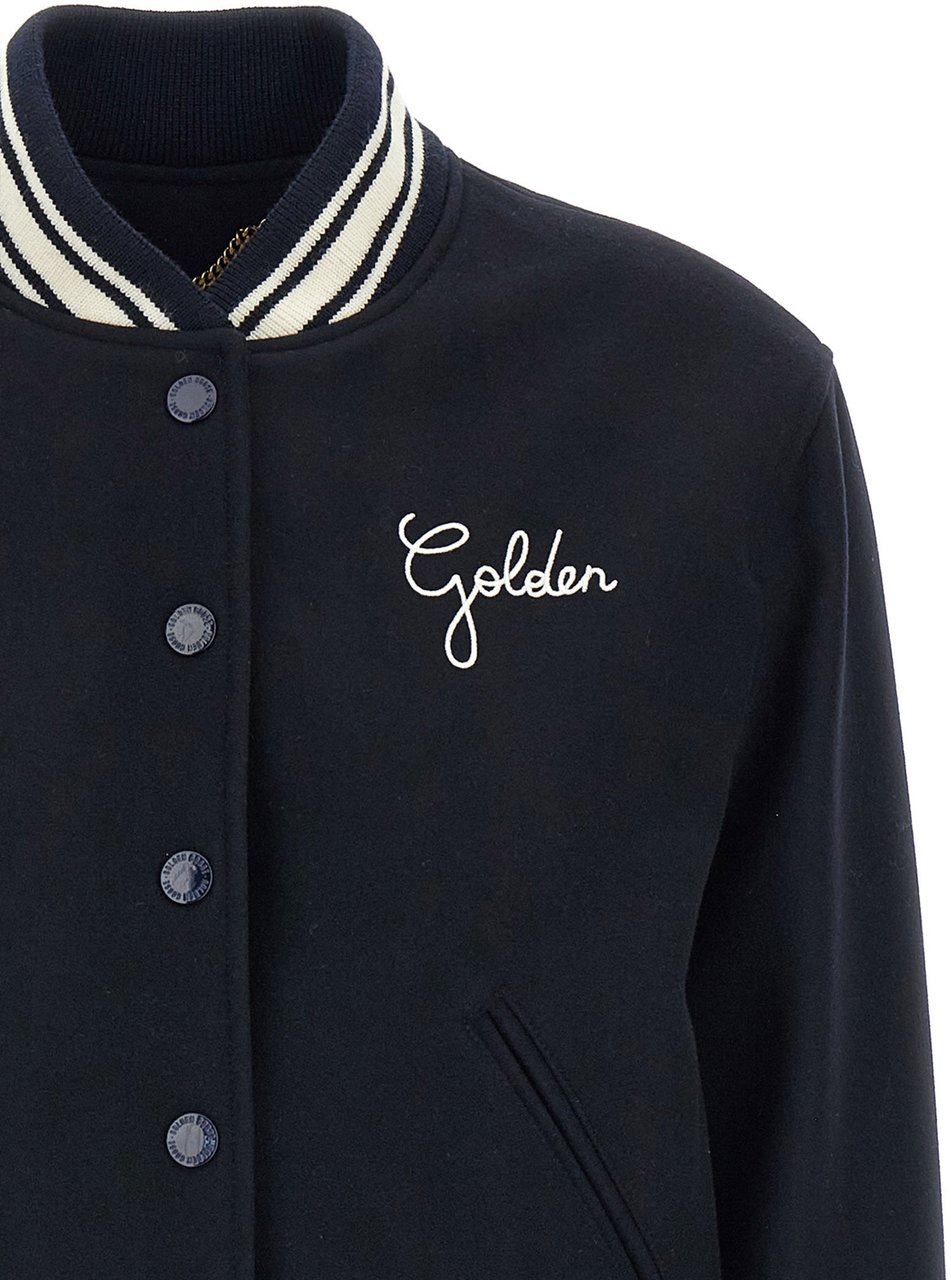 Golden Goose Blue Virgin Wool Bomber Blauw