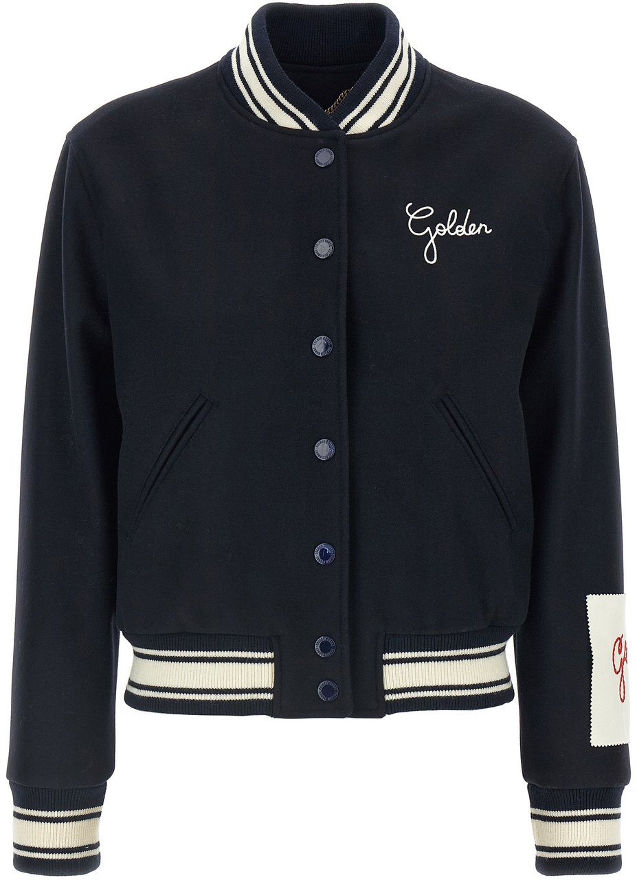 Golden Goose Blue Virgin Wool Bomber Blauw