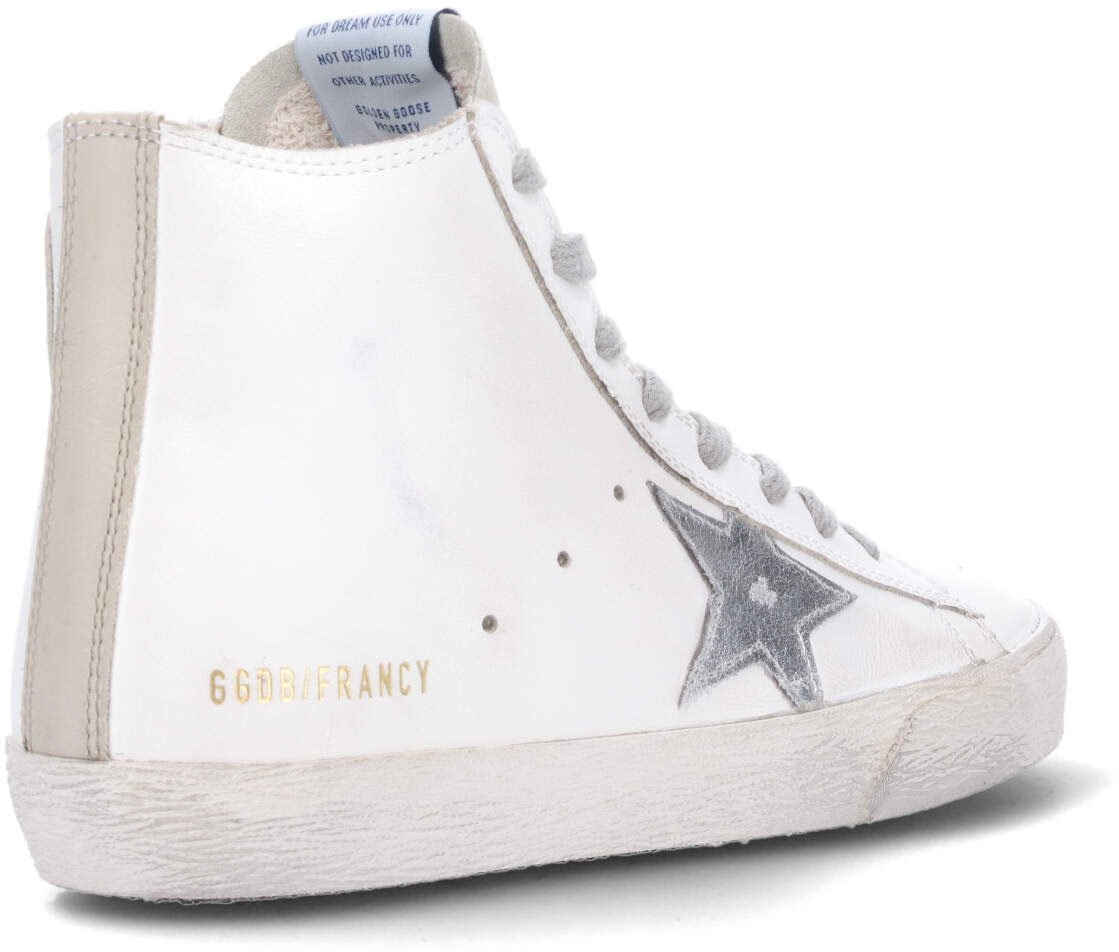 Golden Goose White Francy Distressed Calf Leather Sneakers Wit