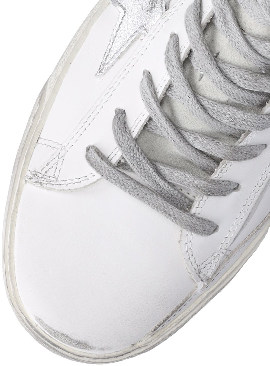Golden Goose White Francy Distressed Calf Leather Sneakers Wit