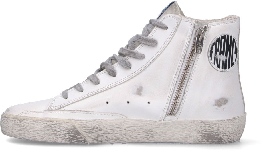 Golden Goose White Francy Distressed Calf Leather Sneakers Wit