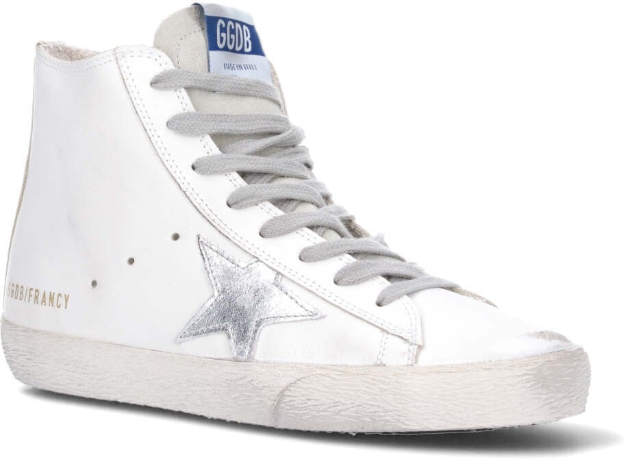 Golden Goose White Francy Distressed Calf Leather Sneakers Wit