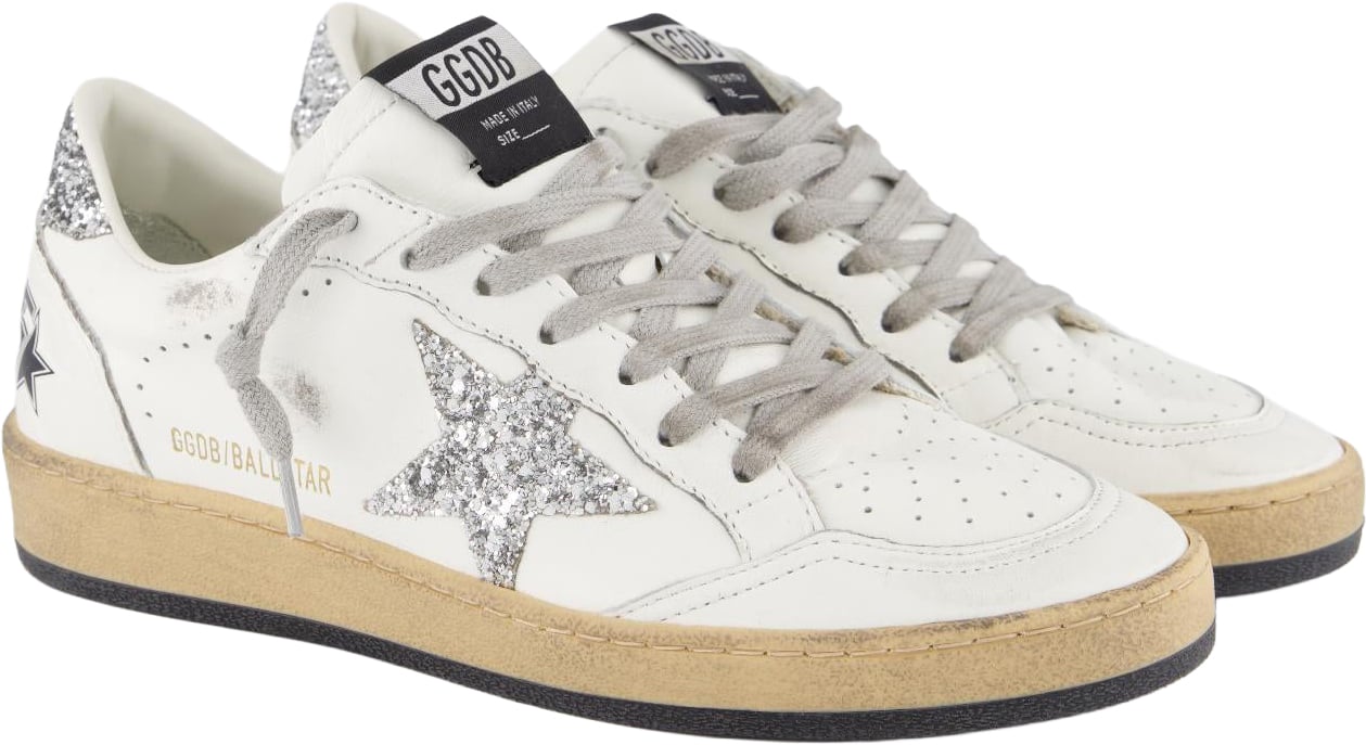 Golden Goose Dames Ballstar Sneaker Wit/Glitter Blauw