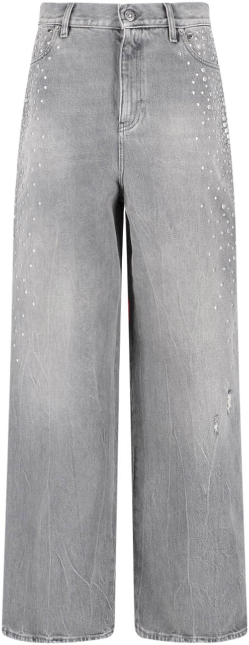 Golden Goose Gray Melody Mid-Rise Studded Denim Jeans Grijs