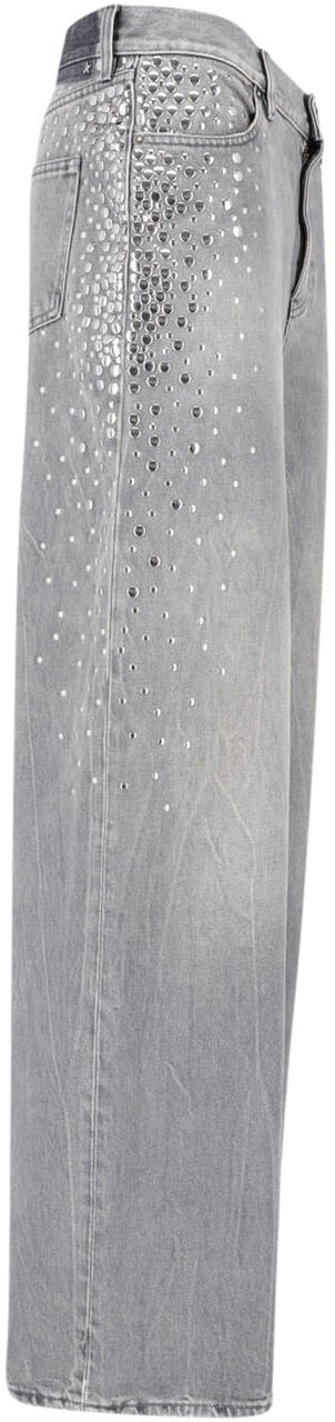 Golden Goose Gray Melody Mid-Rise Studded Denim Jeans Grijs