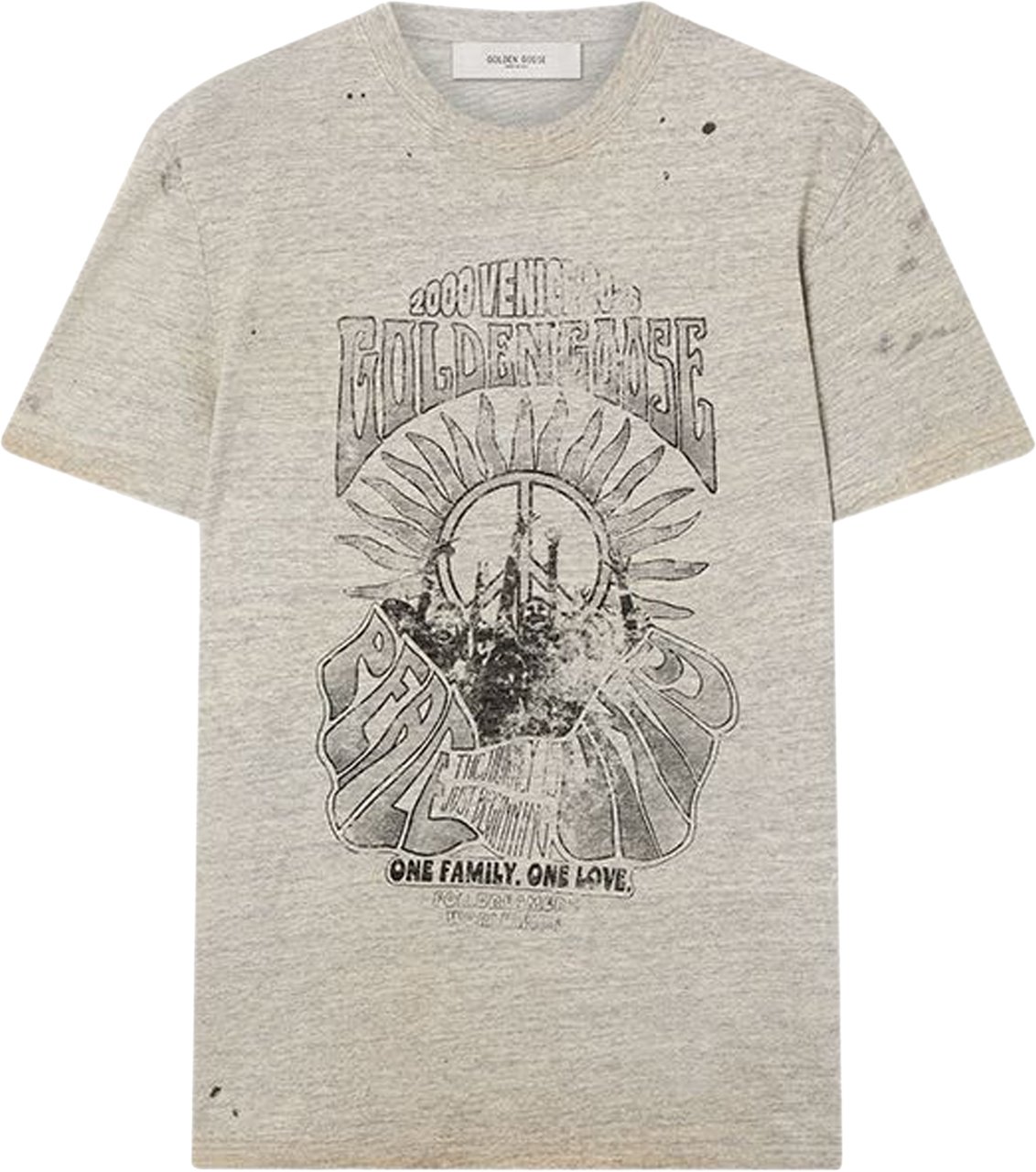 Golden Goose Vintage Graphic Print Grey Cotton T-Shirt Grijs