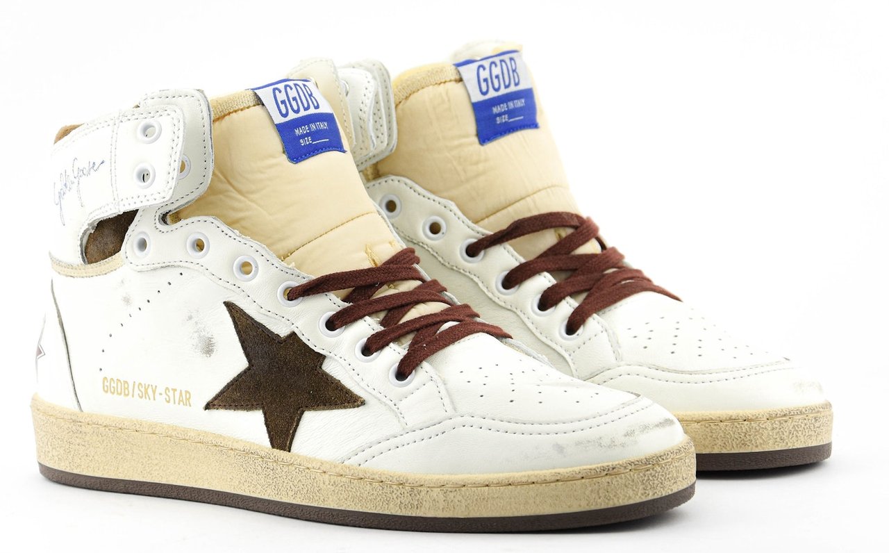 Golden Goose Skystar White Beige Chocolat Wit
