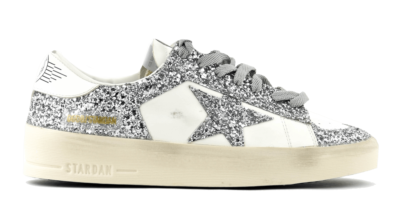 Golden Goose Stardan White Silver Glitter Zilver