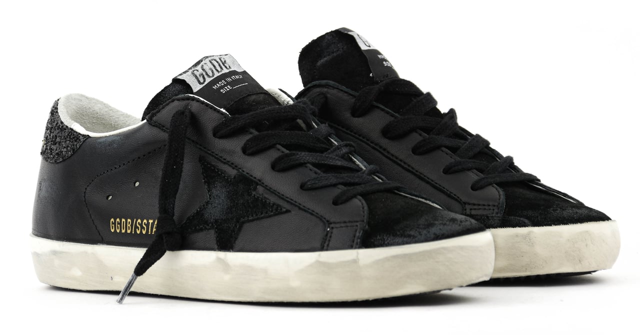 Golden Goose Super Star Black Glitter Zwart