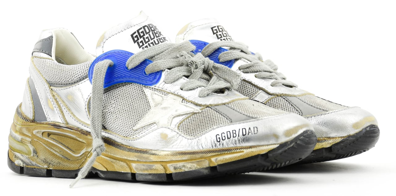 Golden Goose Running Dad Silver Blue Zilver
