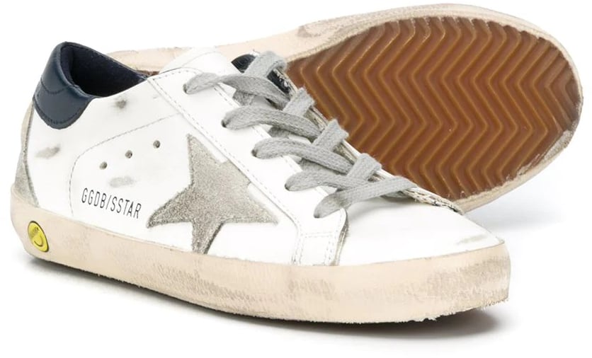 Golden Goose super-star leather upper and heel suede star and s white Wit