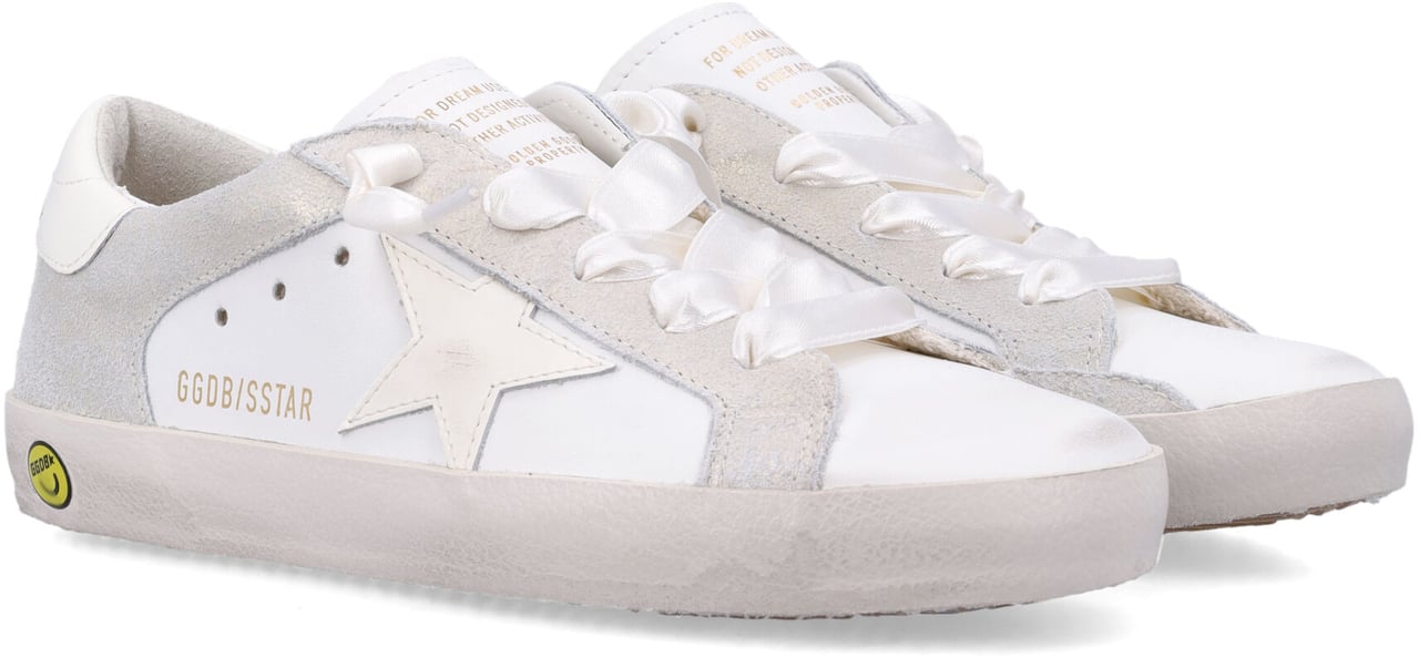 Golden Goose Super Star Leather And Laminated Suede White/Platinum Wit