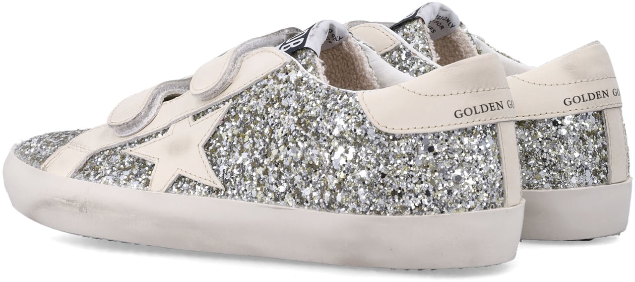 Golden Goose Old School Glitter Platimnum/Cream Zilver