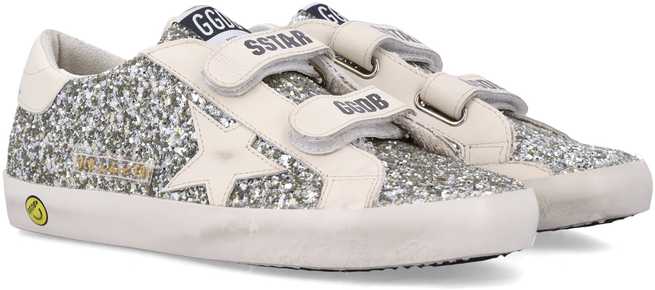 Golden Goose Old School Glitter Platimnum/Cream Zilver