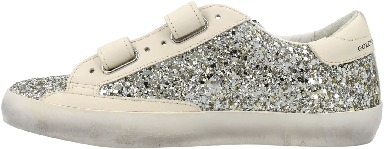 Golden Goose Old School Glitter Platimnumcream Zilver