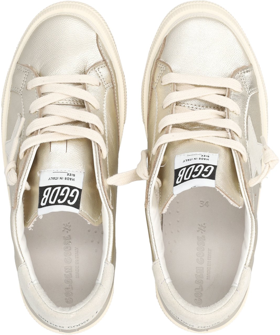 Golden Goose May Laminated Platinum/Grey Wit