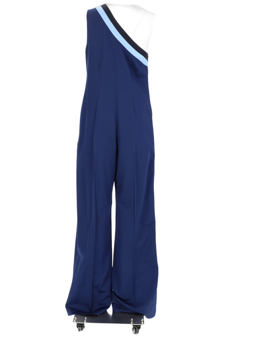 Golden Goose One-Shoulder Wide-Leg Jumpsuit with Contrasting Stripes Groen