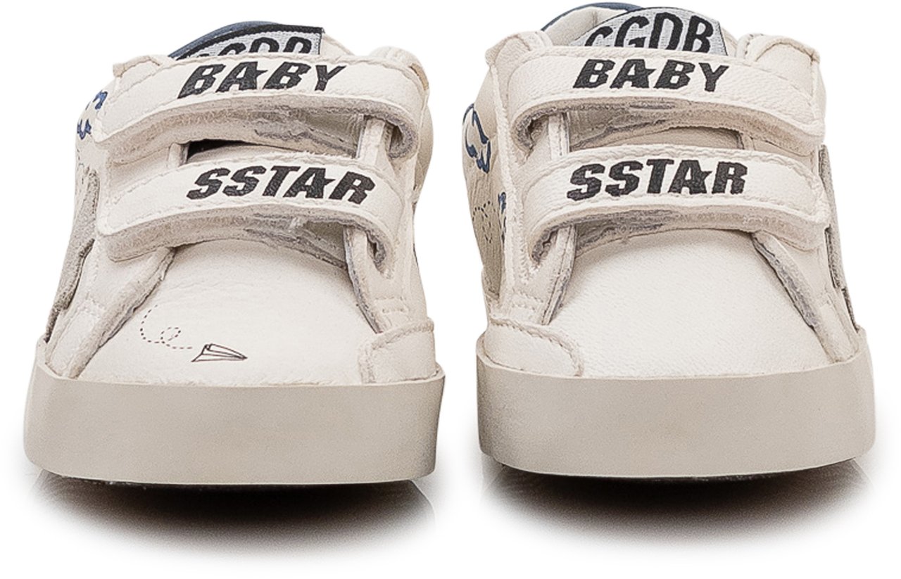 Golden Goose Sneakers School con Chiusura a Strappo e Inserto a Stella Wit