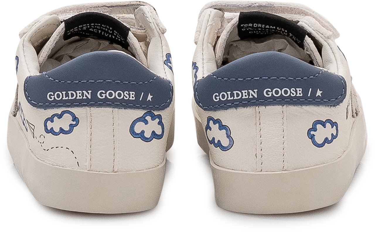 Golden Goose Sneakers School con Chiusura a Strappo e Inserto a Stella Wit