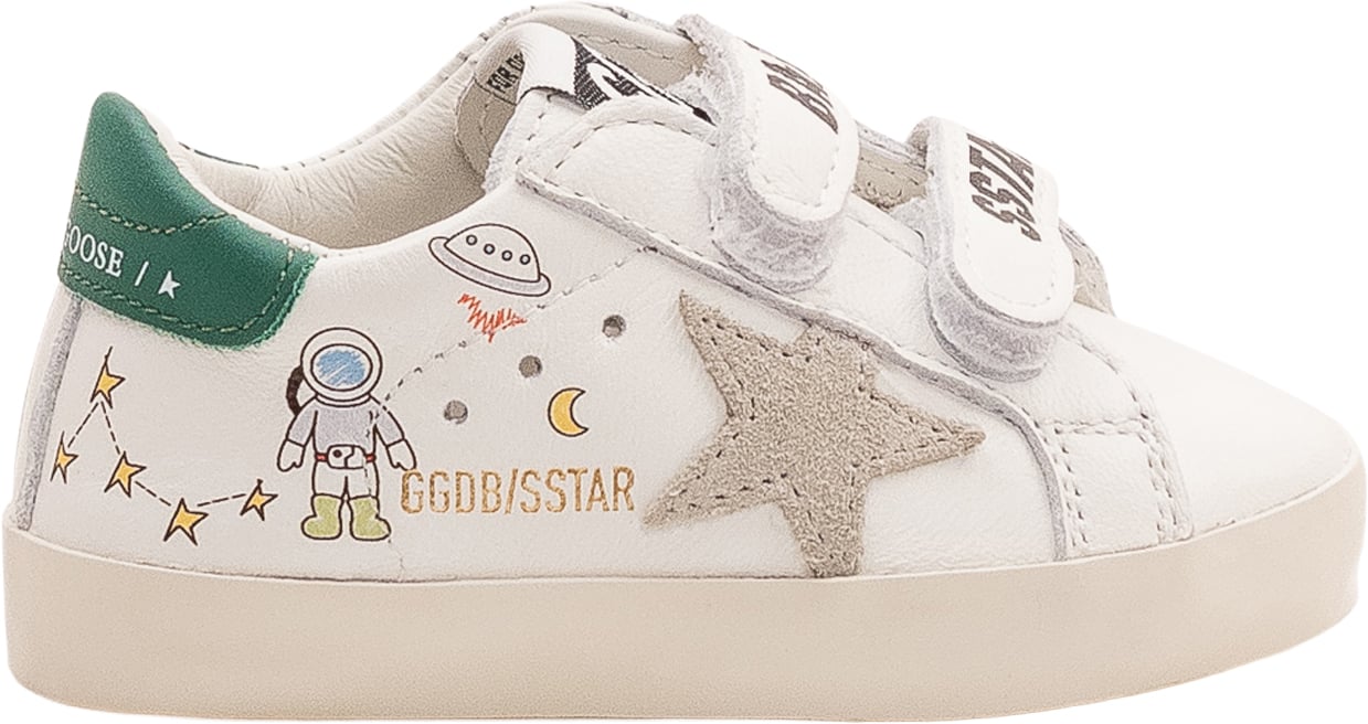 Golden Goose Baby School Sneaker con Doppio Strap Wit
