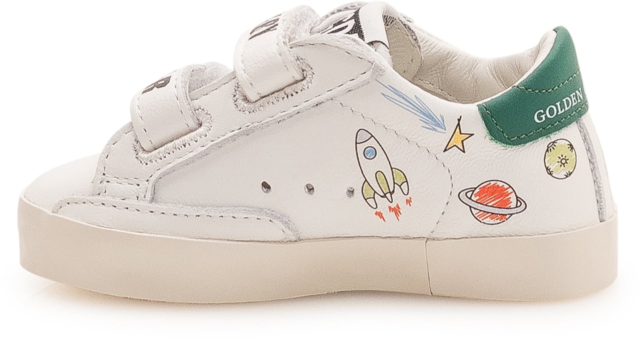Golden Goose Baby School Sneaker con Doppio Strap Wit