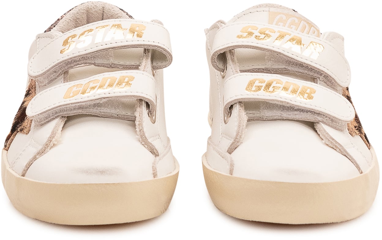 Golden Goose Sneaker Old School Leather con Motivo Animalier Wit