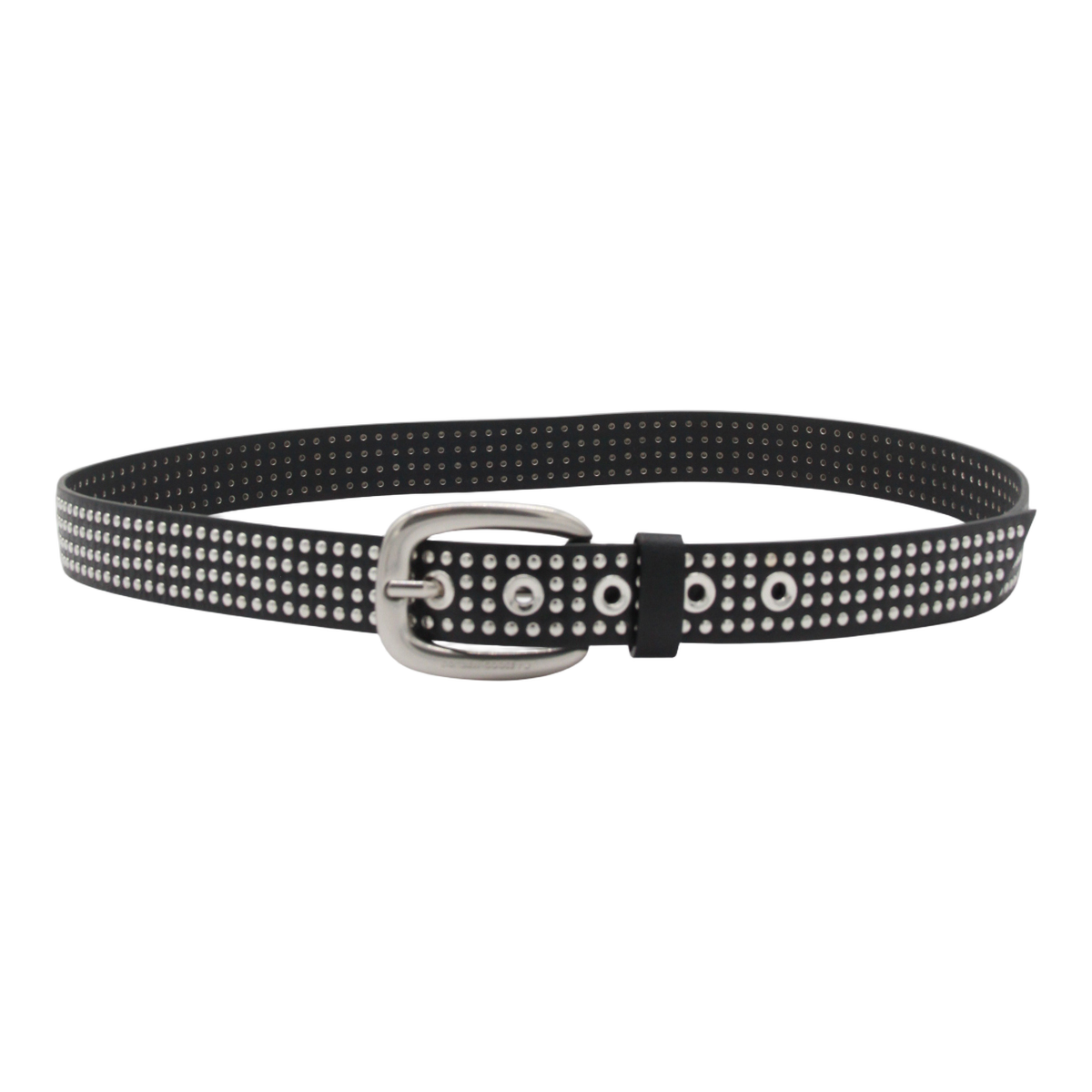 Golden Goose Edgy Black Belt With Silver Studs Zwart