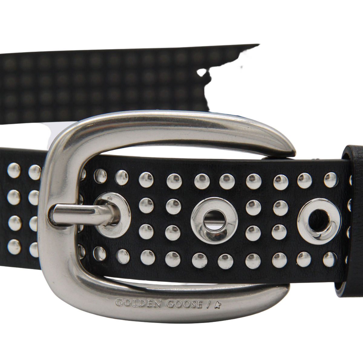 Golden Goose Edgy Black Belt With Silver Studs Zwart