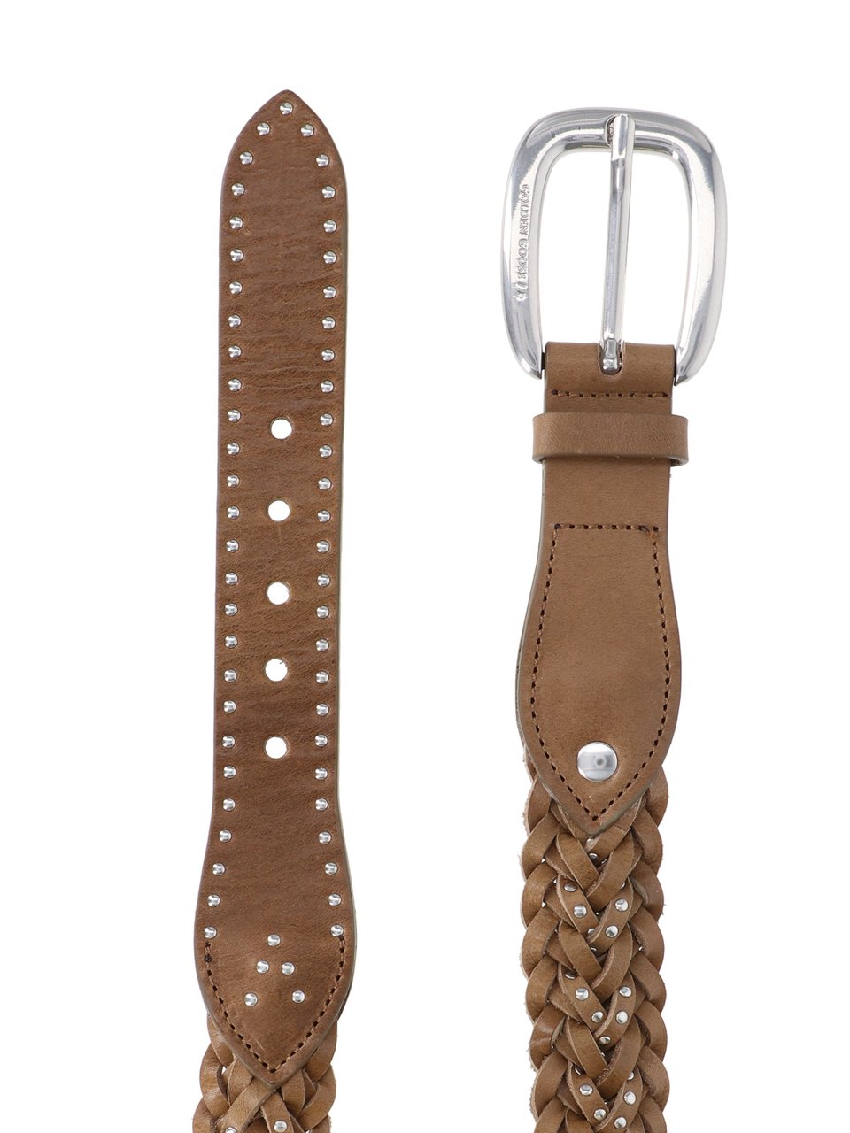 Golden Goose Green Houston Braided Calfskin Leather Belt Bruin