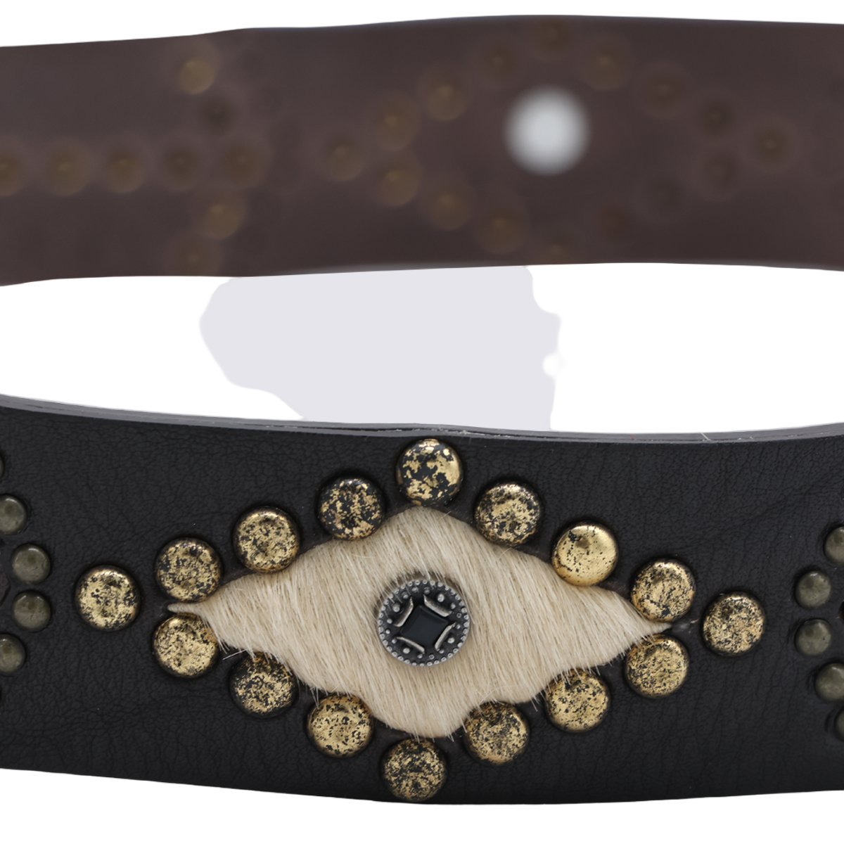 Golden Goose Textured Leather Belt with Metallic Studs Zwart