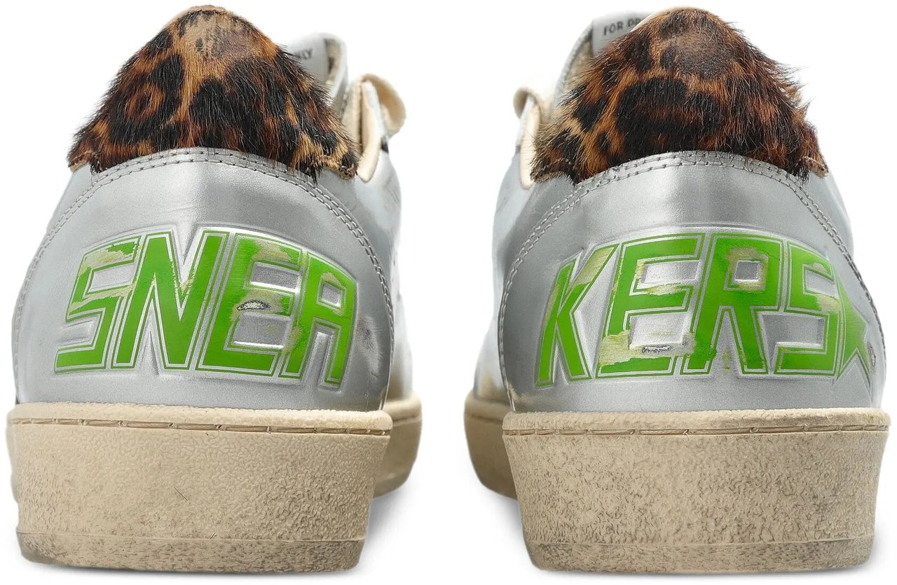 Golden Goose Sneakers Silvercreamlightredleo Zilver