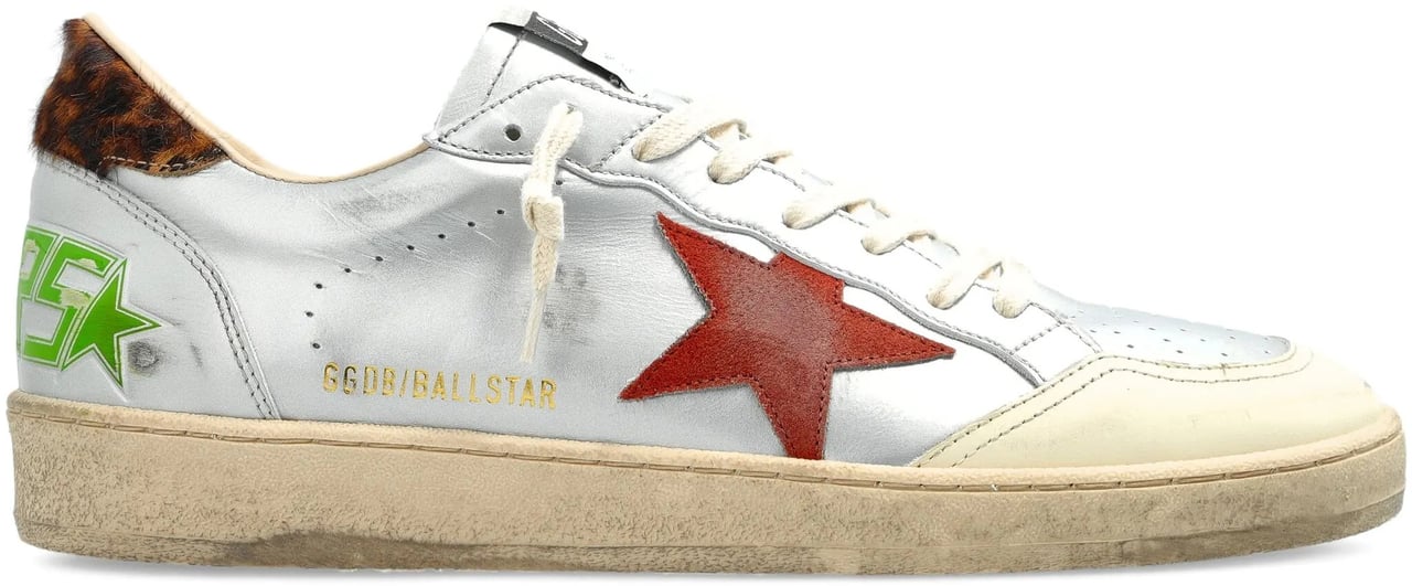 Golden Goose Sneakers Silvercreamlightredleo Zilver