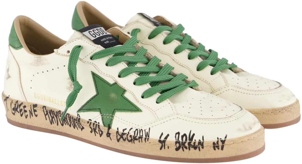 Golden Goose Heren Ball Star Sneaker Wit/Groen Wit