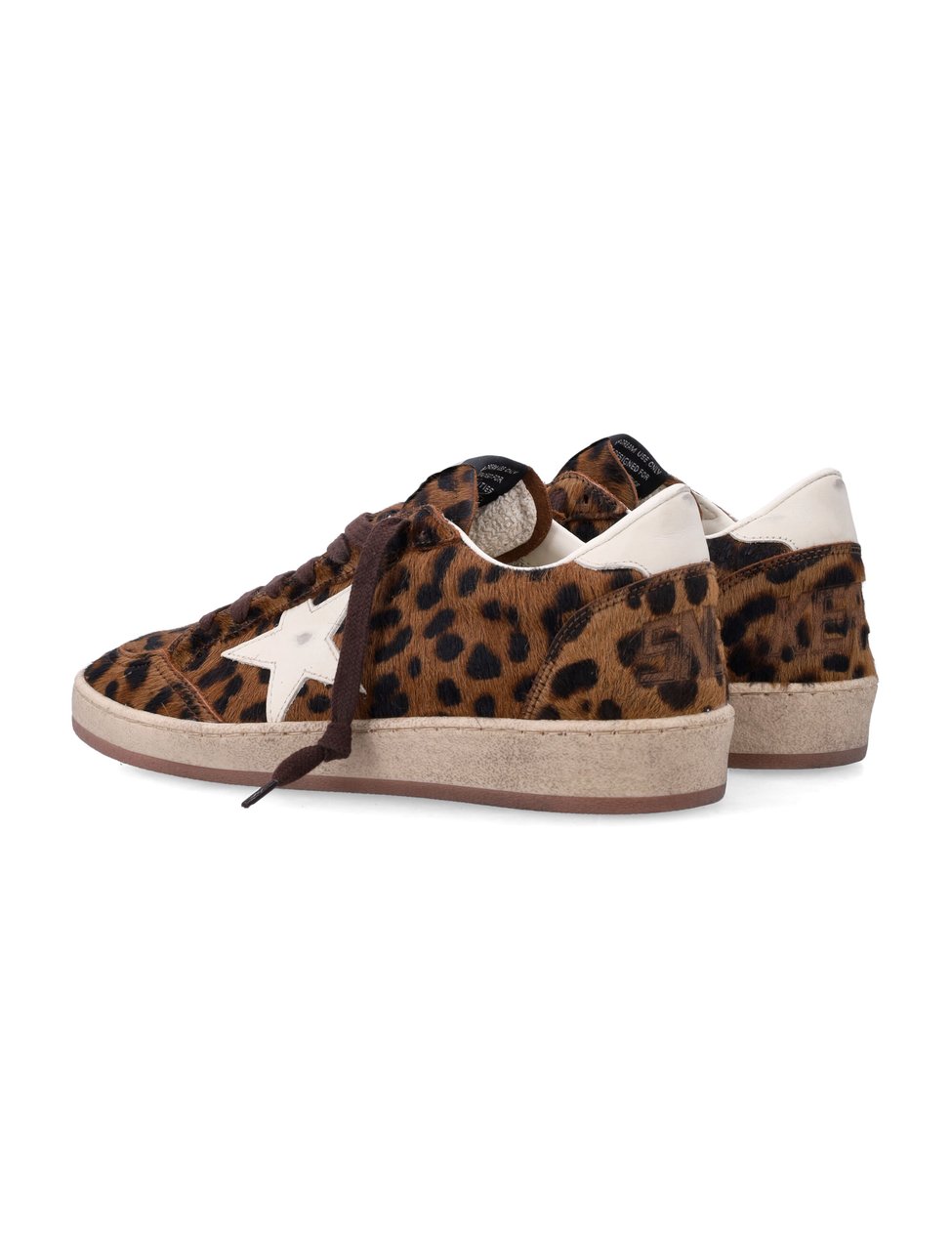 Golden Goose Leopard Print Low-Top Sneakers with Vintage Detailing Bruin