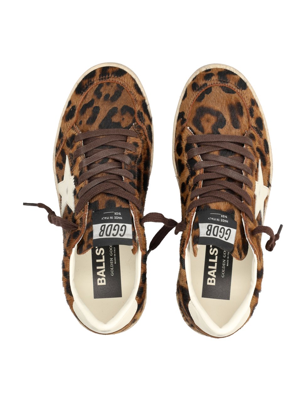 Golden Goose Leopard Print Low-Top Sneakers with Vintage Detailing Bruin