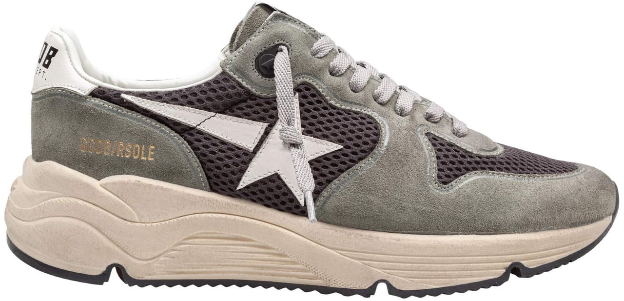 Golden Goose Golden goose running sneakers in suede and fabric color green Groen
