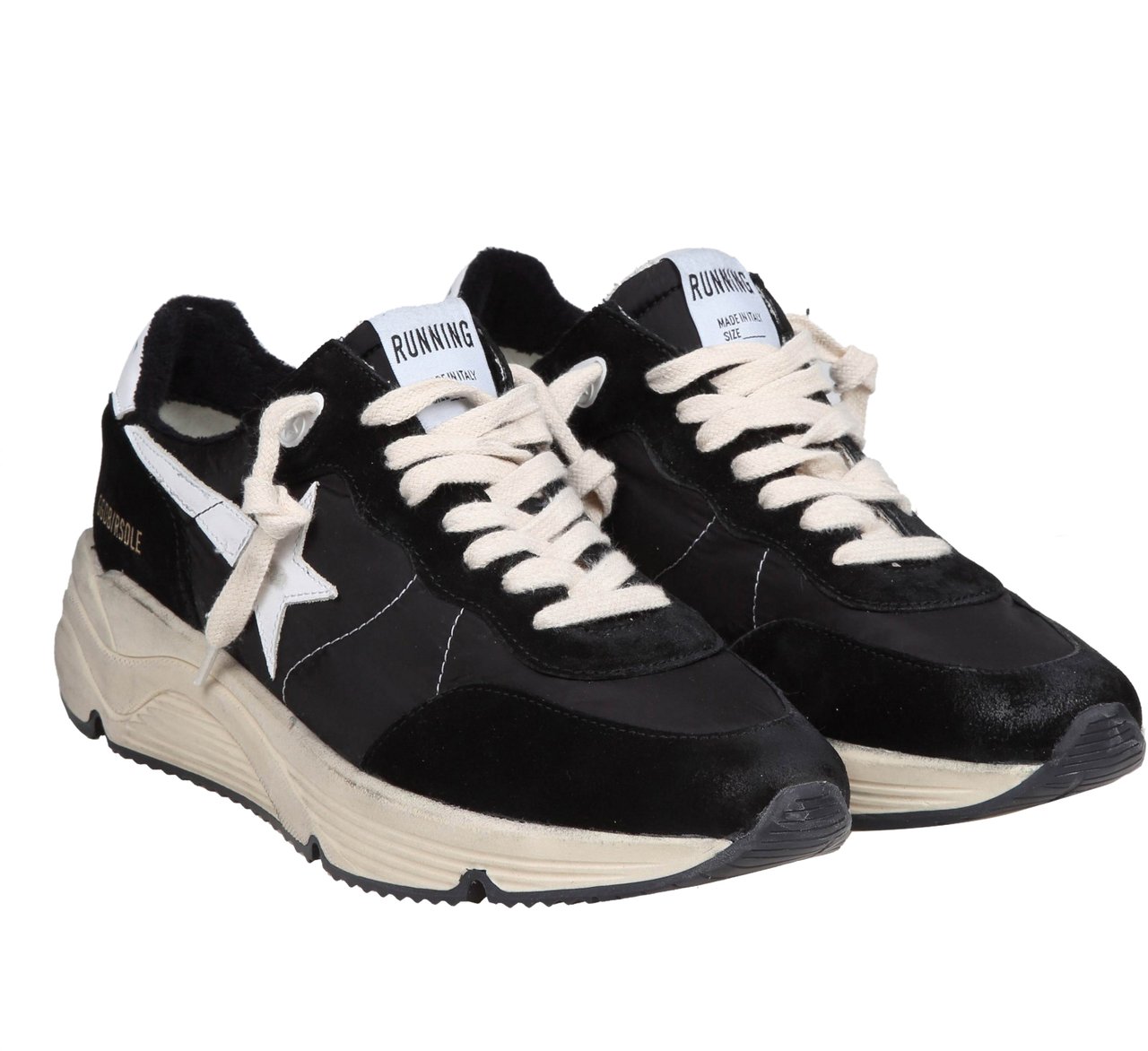 Golden Goose Golden goose running sun sneakers in suede color black/white Zwart